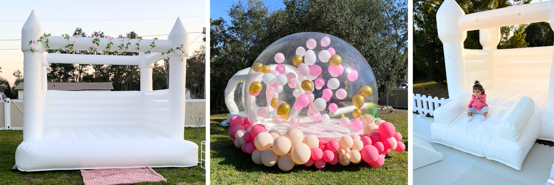 Bright Party Makers White bounce house Bubble House Party Rentals